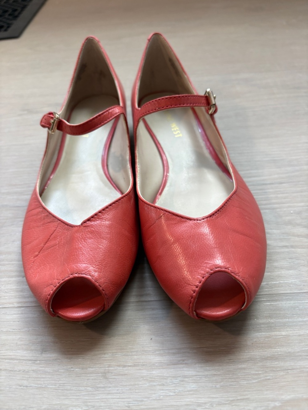 Nine West Coral Peep-Toe Mary Jane Heels